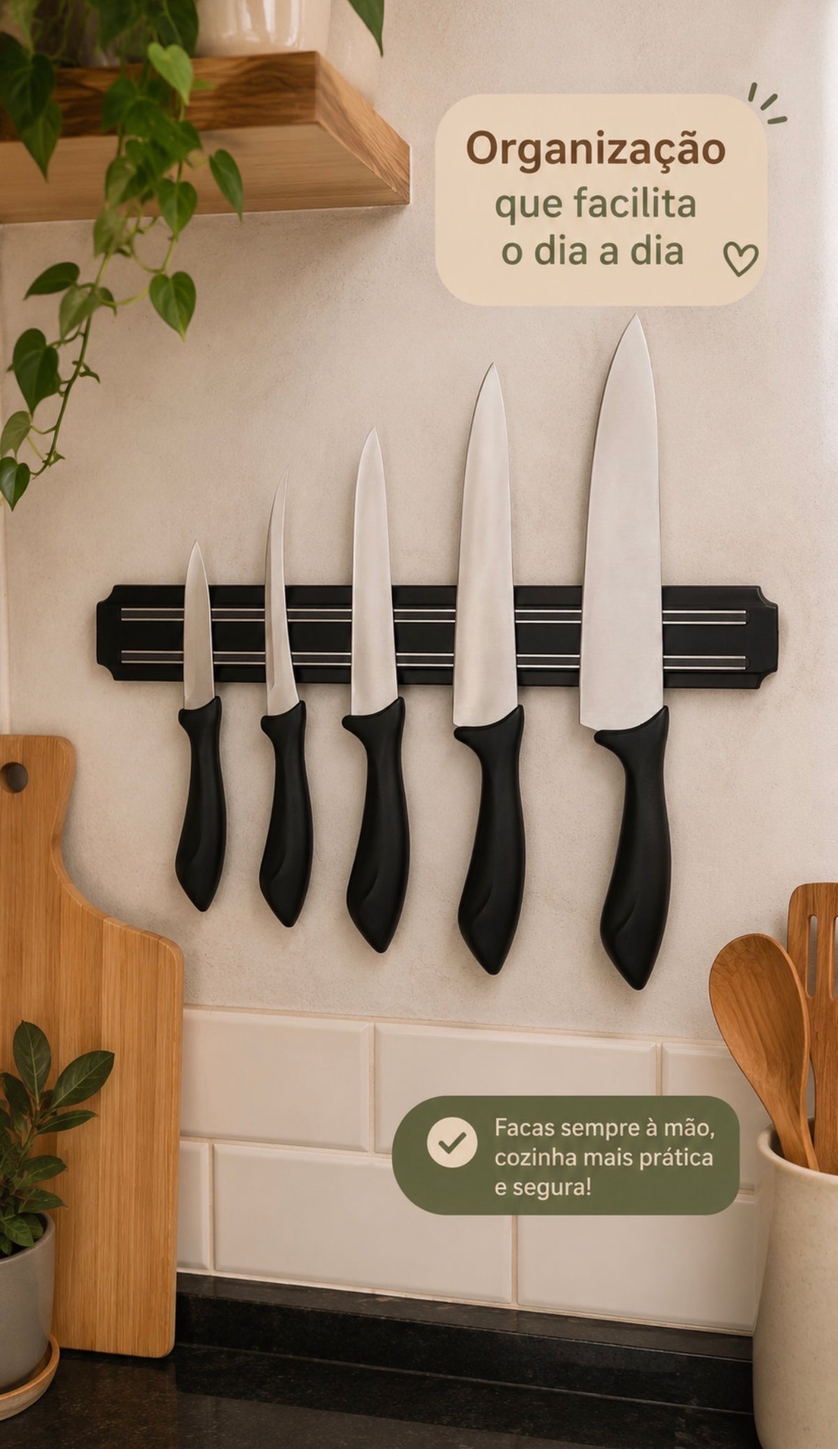 Barra Magnética para Facas e Utensílios 37cm