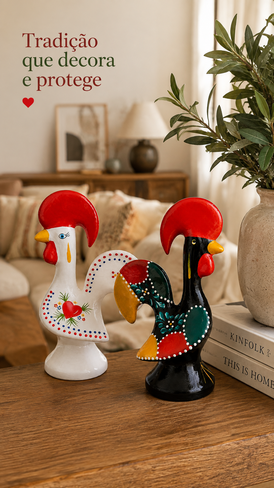 Galo de Barcelos em Cerâmica Decorativa 24cm