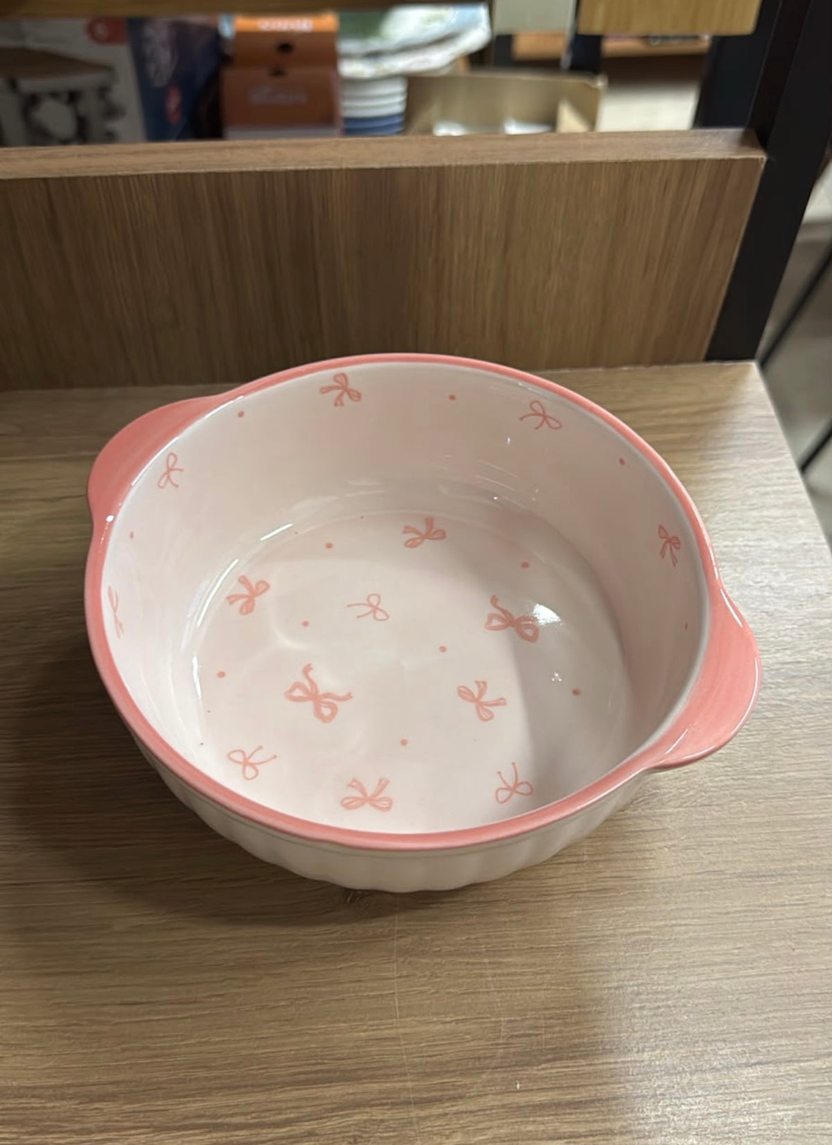 Travessa Bowl de Cerâmica Rosa com Laços – 18x5 cm