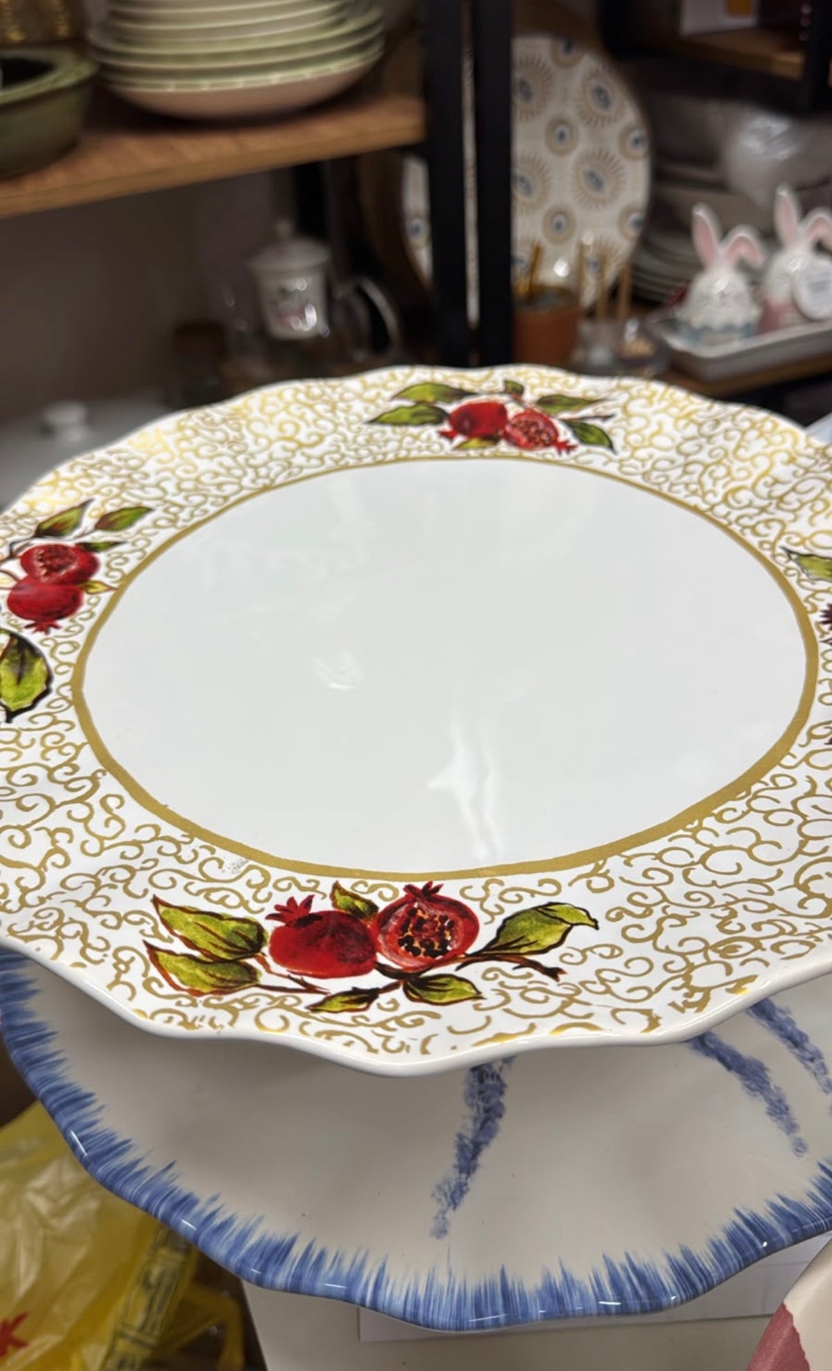 Boleira Romã 32 cm com Detalhes Dourados
