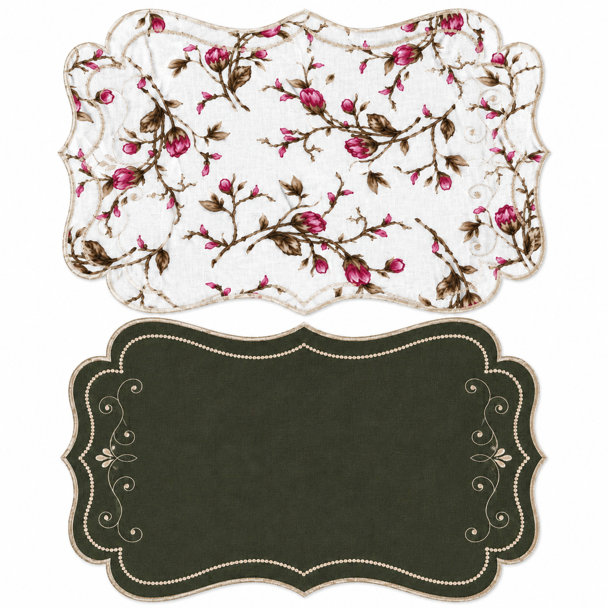 Lugar Americano Dupla Face Floral e Verde Elegance