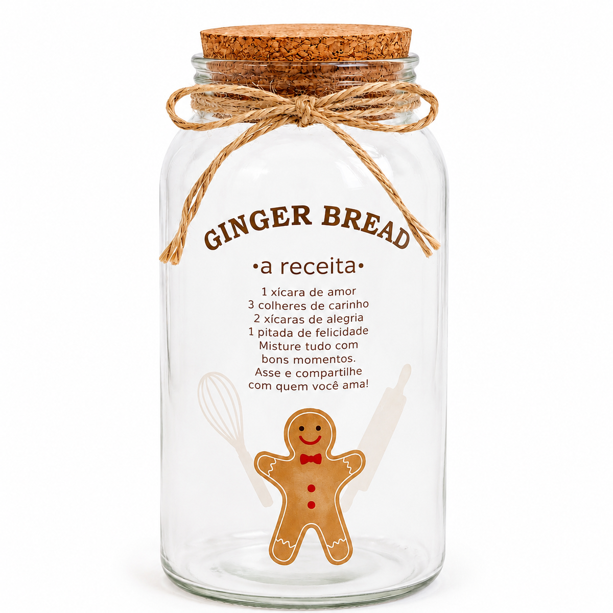 Pote de Vidro Ginger Bread com Tampa de Cortiça 750ml