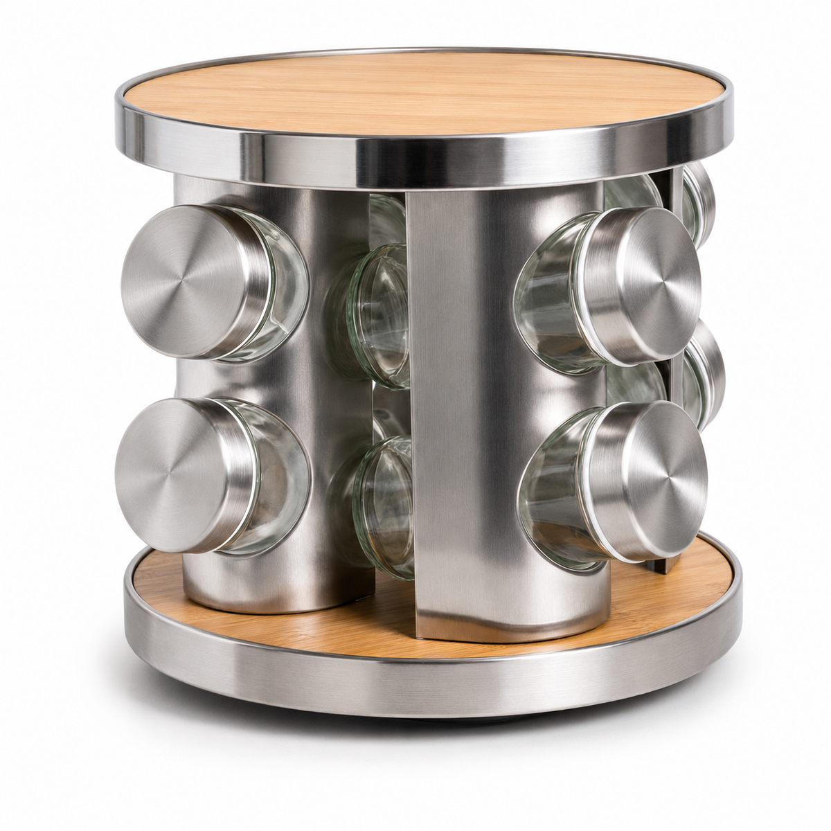Porta Condimentos Giratório Inox com 8 Potes