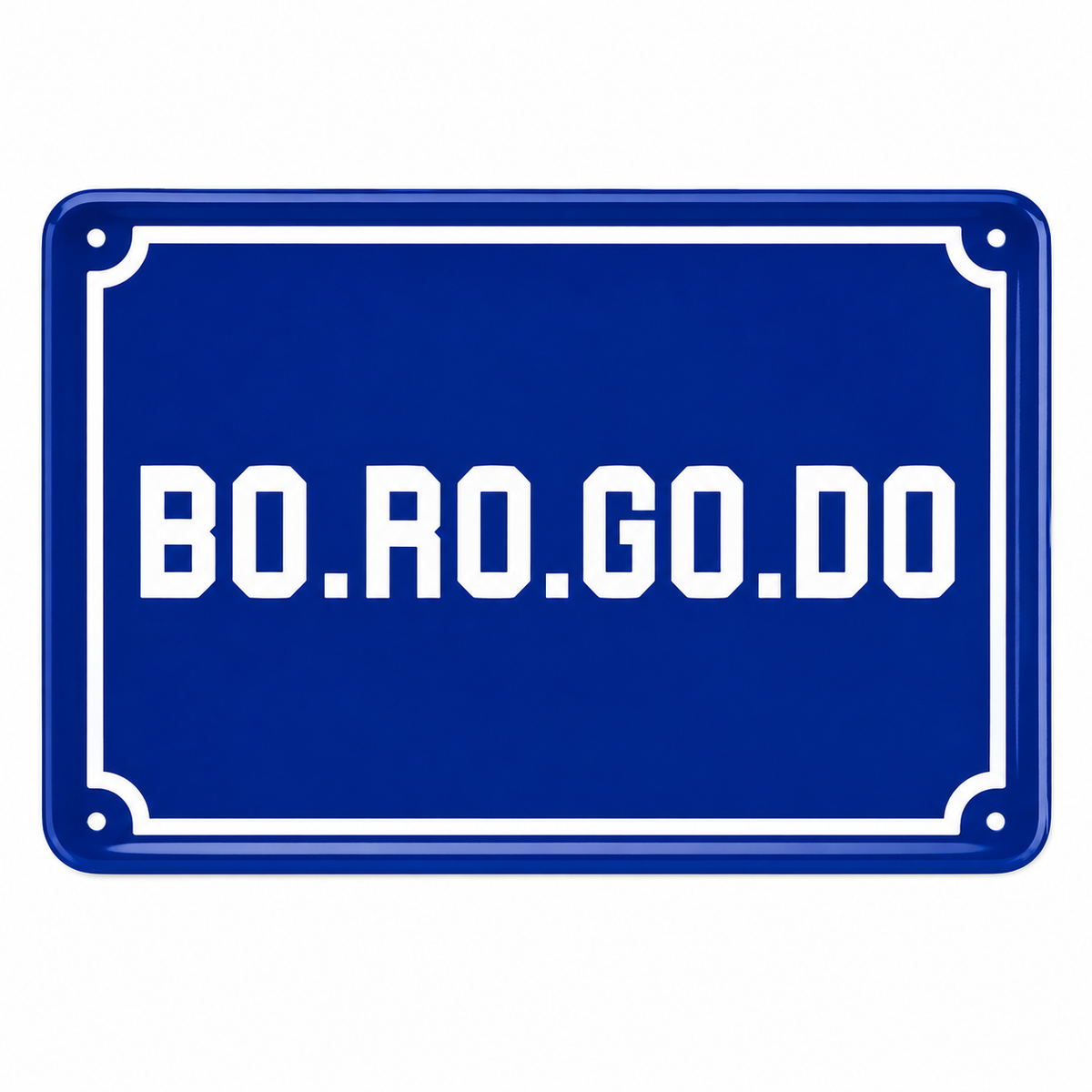 Placa Metal Decorativa “Bo.ro.go.do” Azul – 30x20 cm
