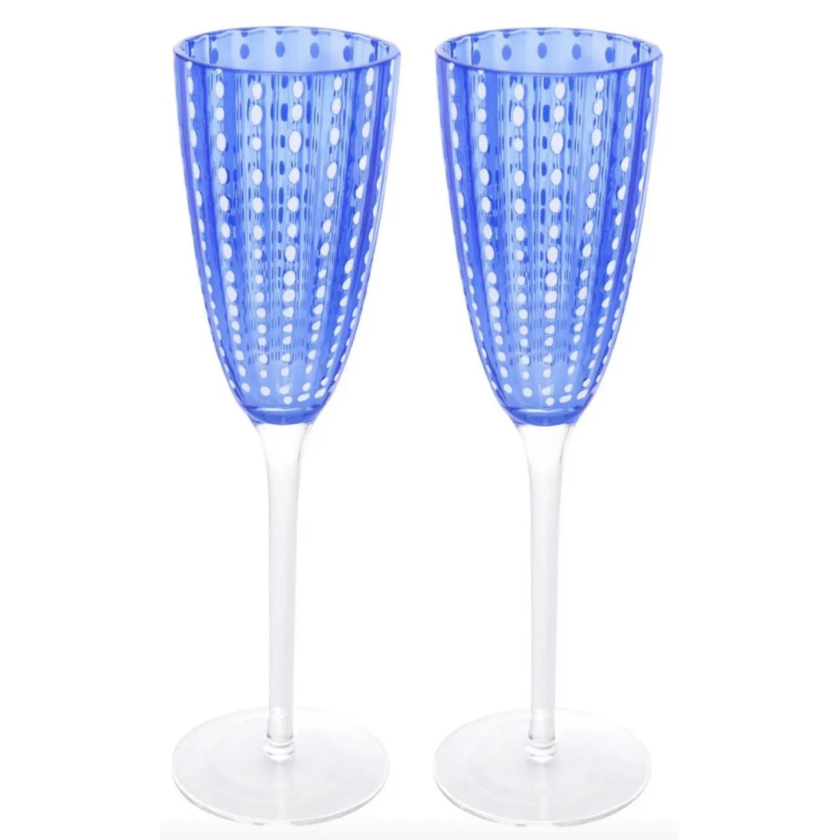 2 Taças Para Champanhe Wolff Orquídea De Vidro Azul 200ml