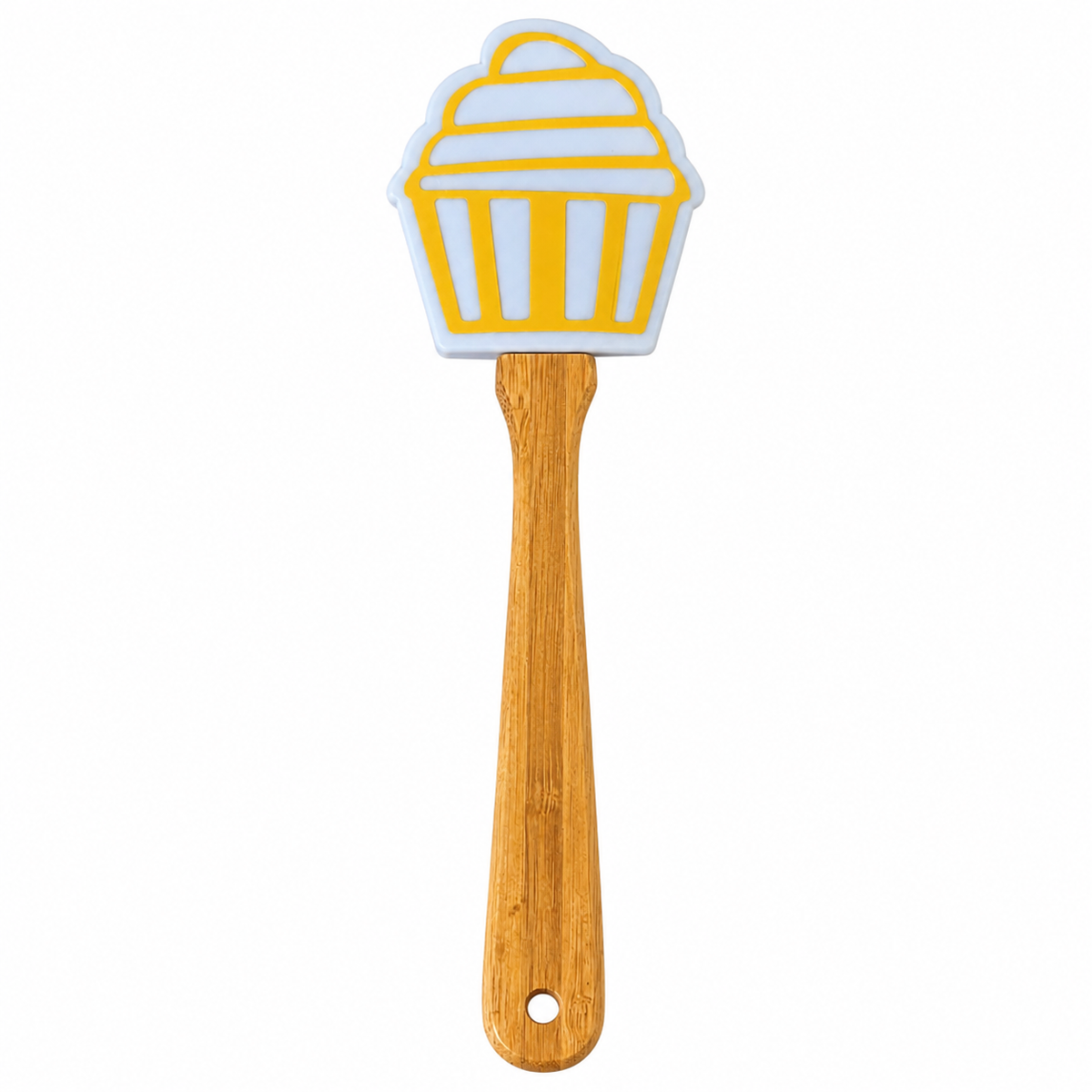 Espátula de Silicone Cupcake com Cabo de Bambu Verde e lilás