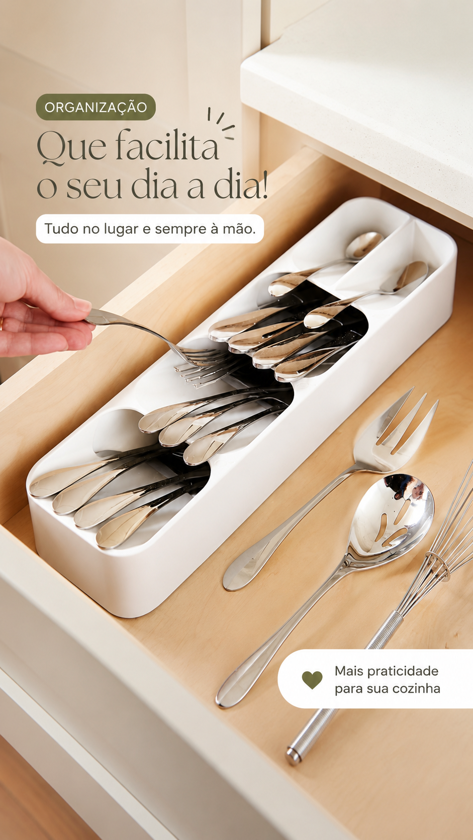 Organizador Compacto de Talheres para Gaveta