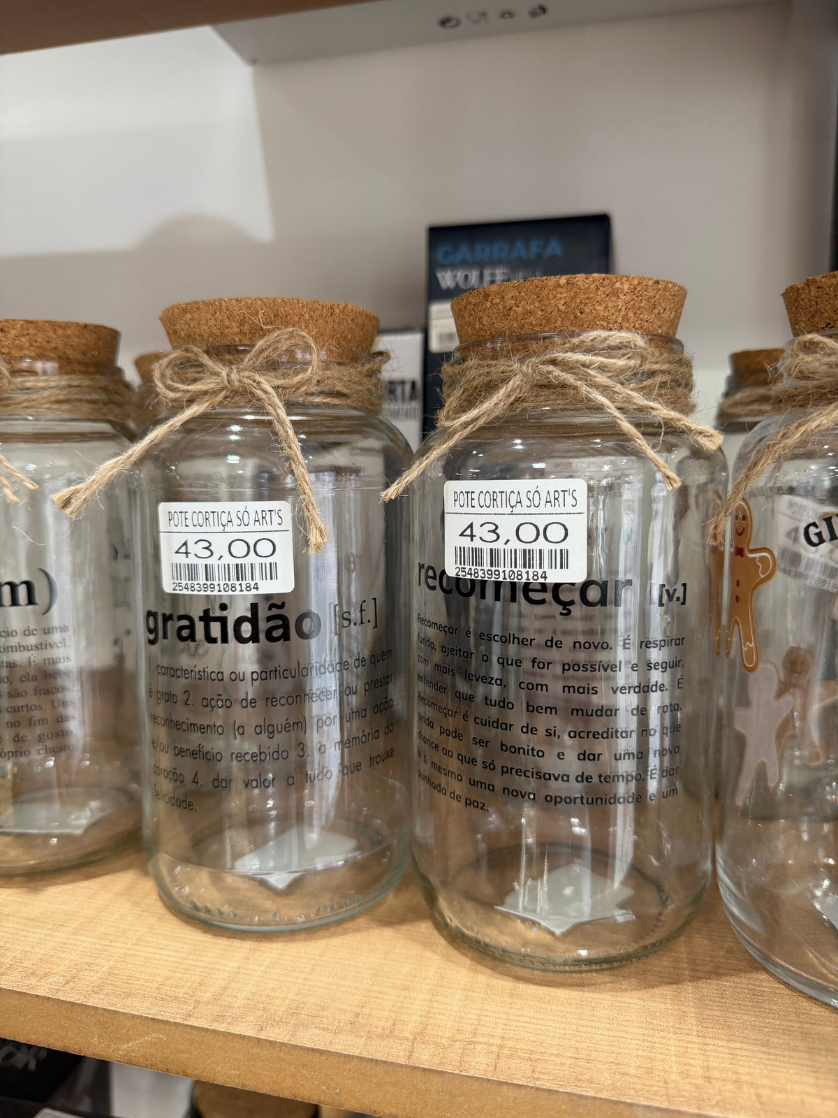 Pote Decorativo de Vidro “Recomeçar” com Tampa de Cortiça – 750ml