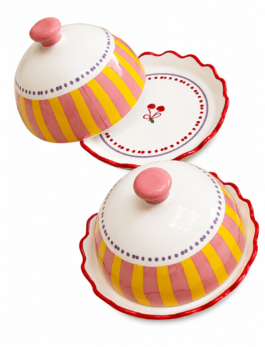 Manteigueira Decorativa Cerejas Candy Colors com Tampa