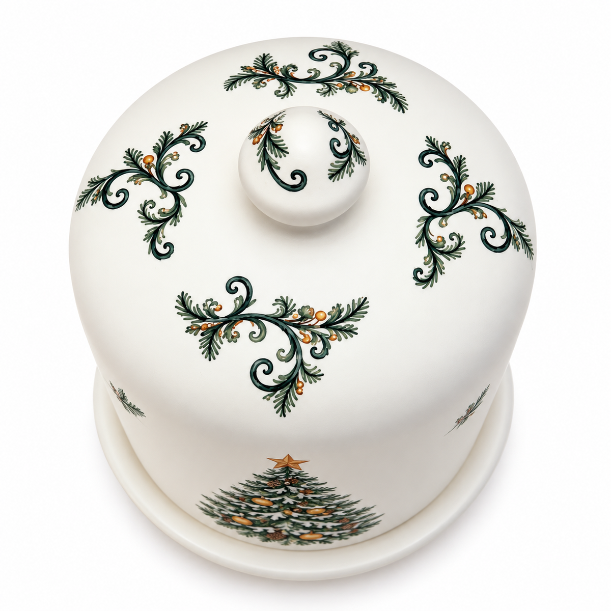 Panetoneira de Cerâmica com Árvore de Natal