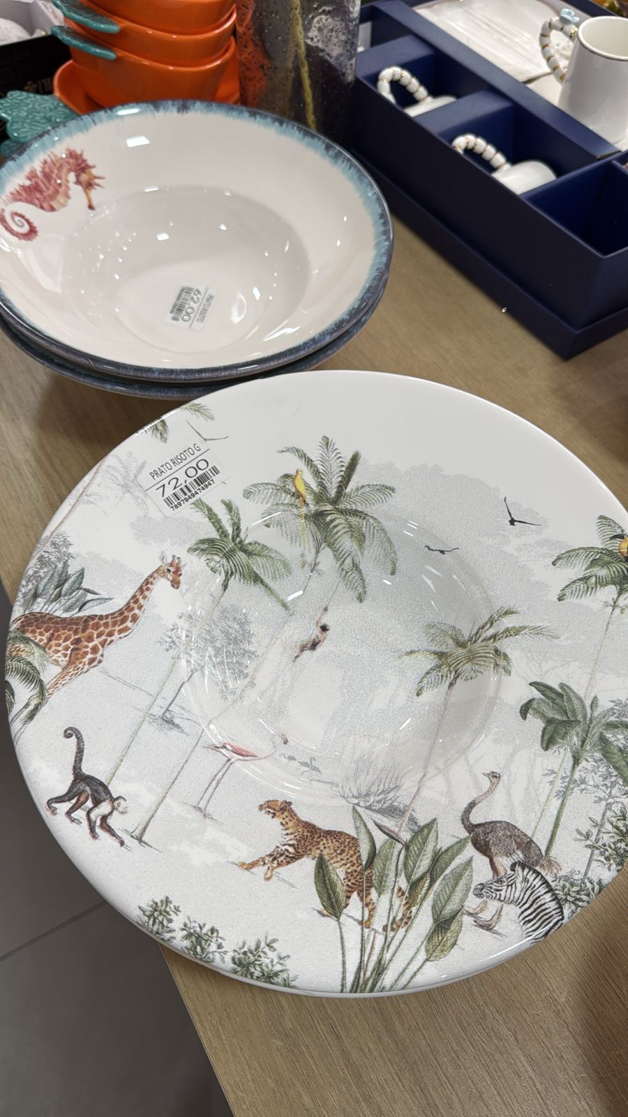 Prato Fundo para Risoto Safari Tropical em Porcelana