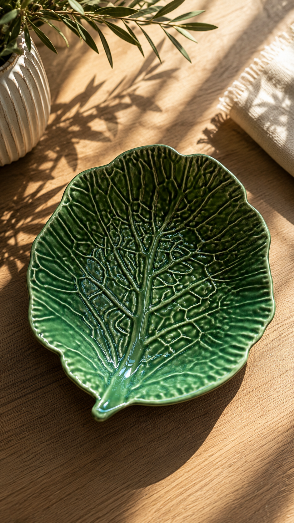 Tigela de Cerâmica Folha Verde 25cm