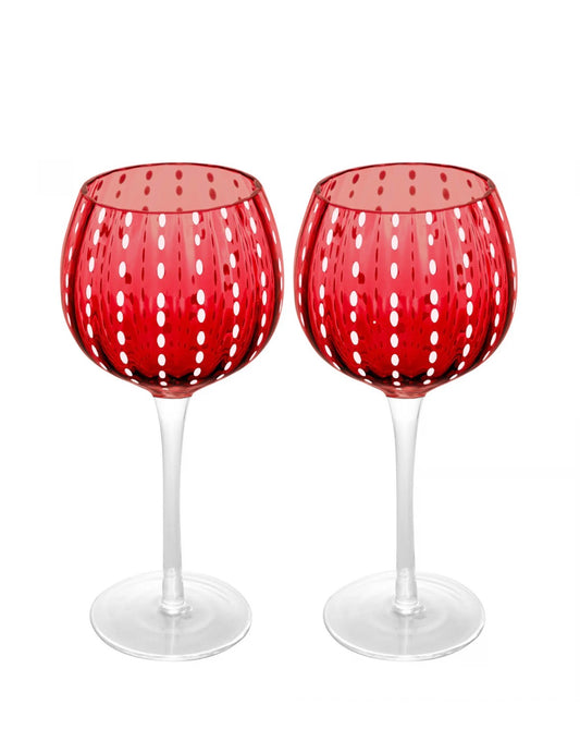 Conjunto 2 Taças de Vinho de Vidro Orquídea Vermelho 450ml - Wolff