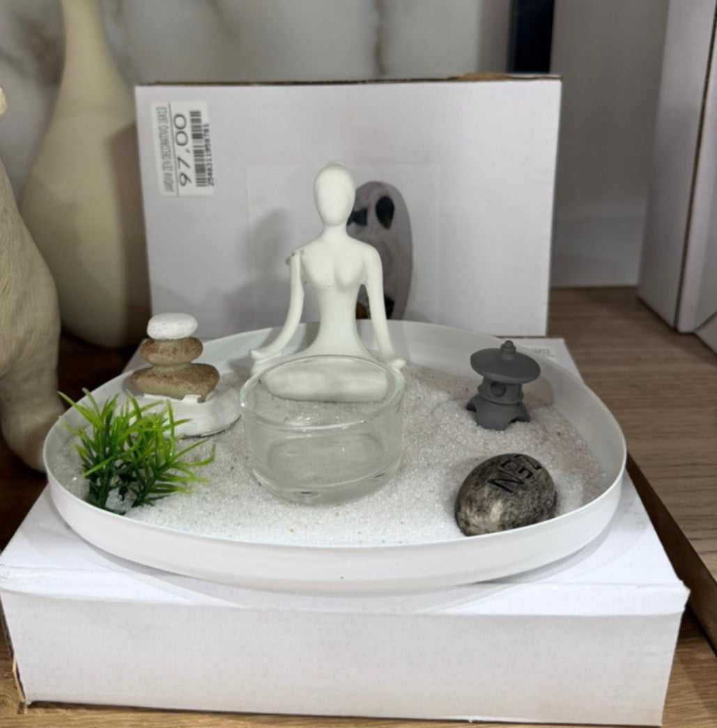 Jardim Zen Decorativo com Porta-Vela – Kit Relaxamento e Harmonia