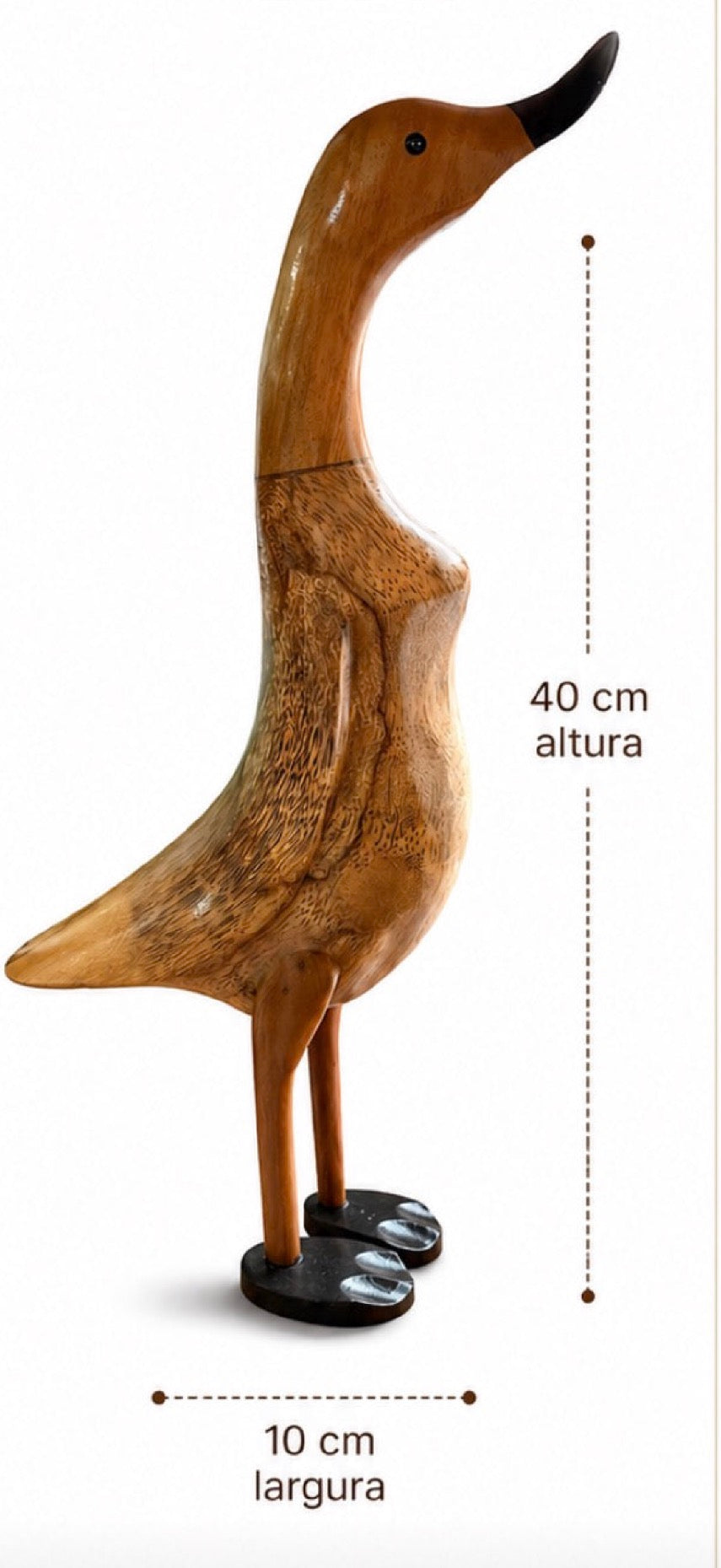 Pato Decorativo em Madeira Natural – Grande