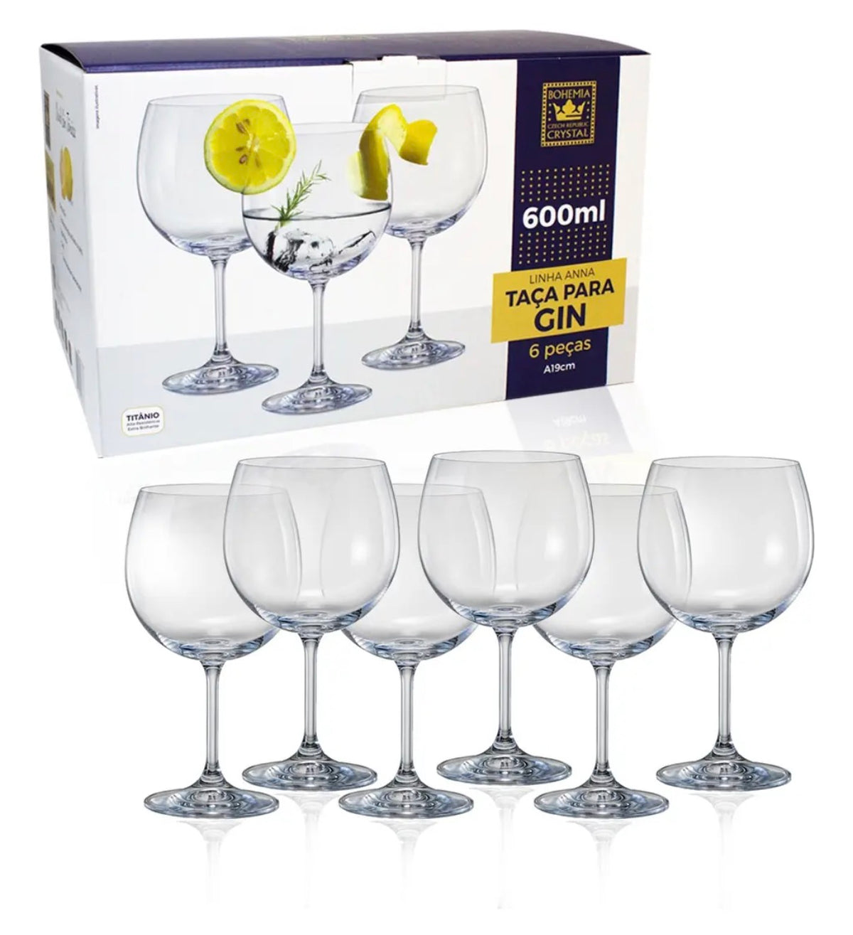 Jogo 6 Taças Bohemia Anna 600ml em Cristal – Elegância para Drinks