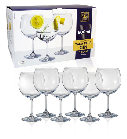 Jogo 6 Taças Bohemia Anna 600ml em Cristal – Elegância para Drinks