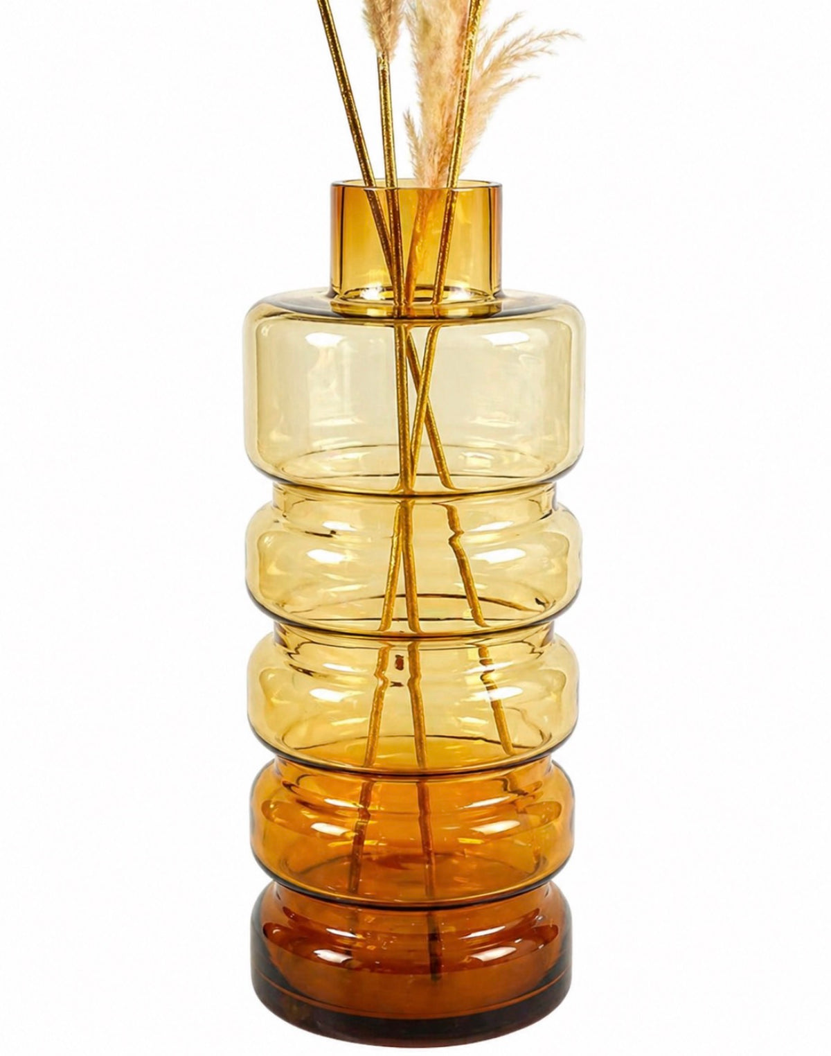 Vaso Decorativo de Vidro Âmbar com Design Moderno – Elegância e Sofisticação para Ambientes
