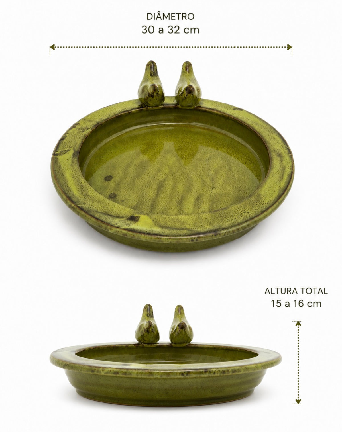 Centro de Mesa Decorativo em Cerâmica Verde com Pássaros