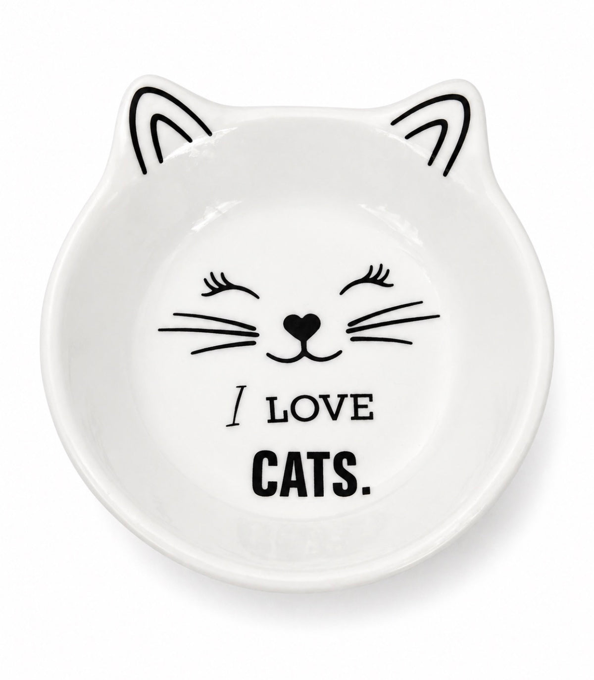 Comedouro para Gato em Cerâmica – Pratinho Gatinho “I Love Cats”