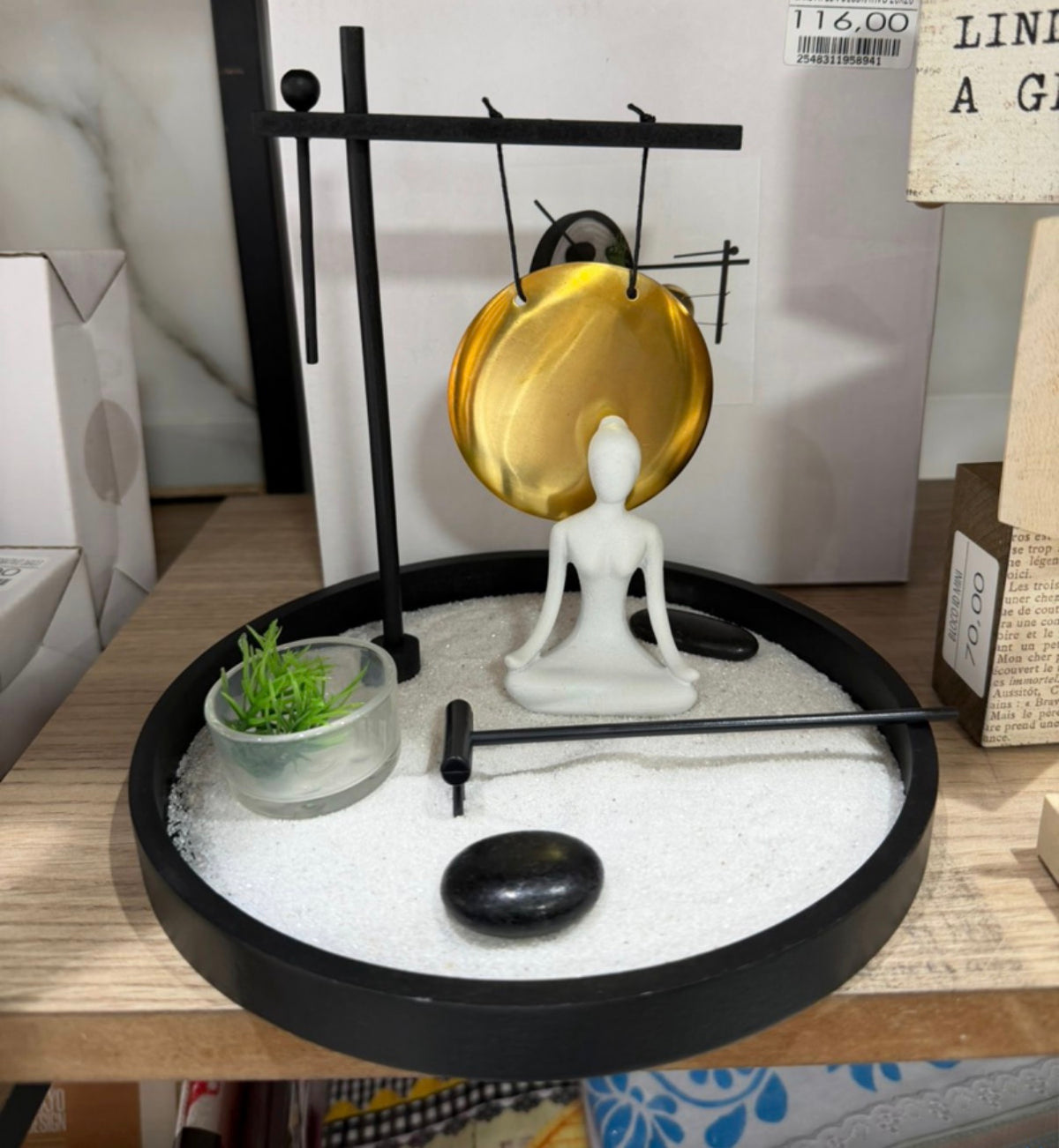 Jardim Zen Decorativo com Gong Oriental – Kit Relaxamento e Meditação