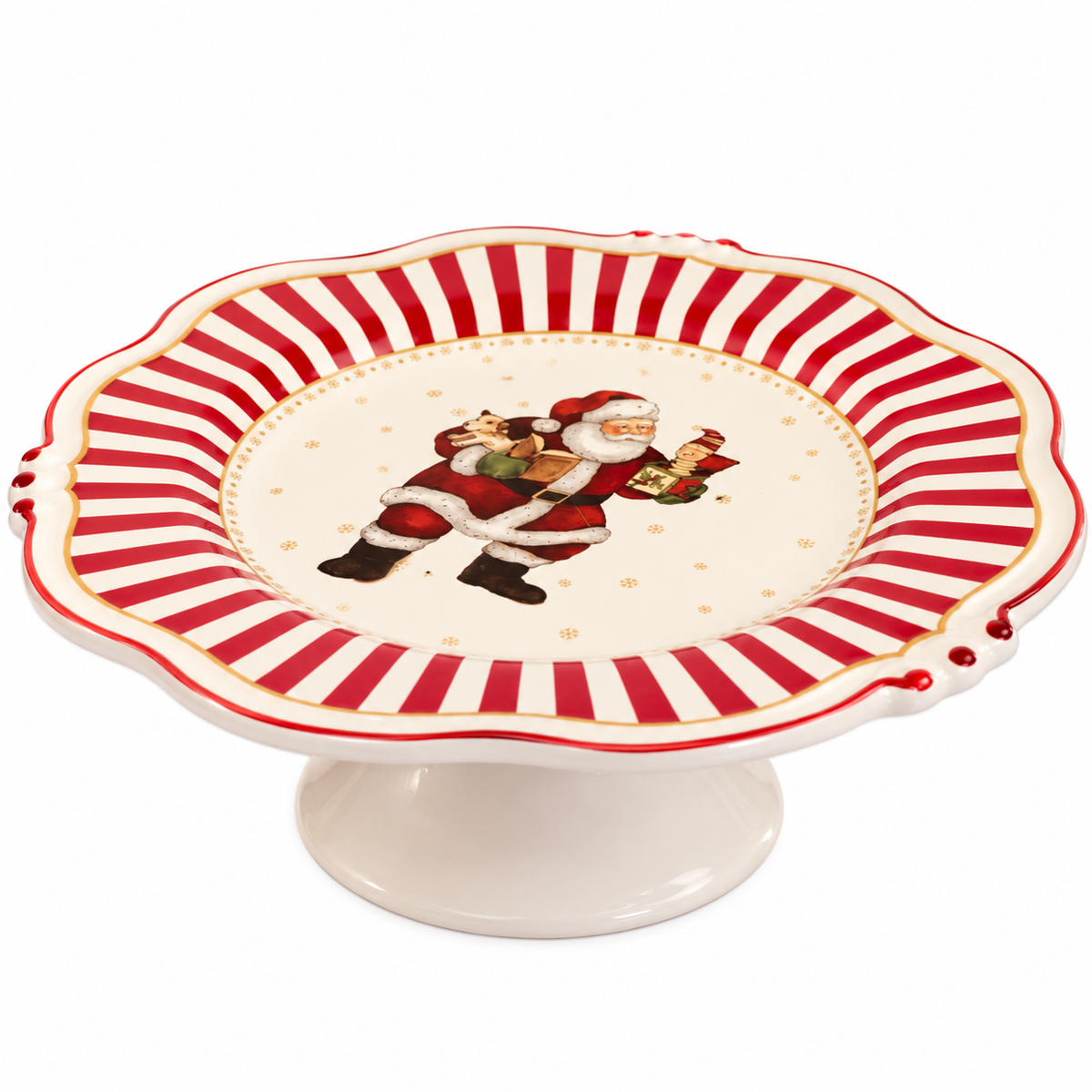 Boleira Natalina Papai Noel com Listras Vermelhas 29cm