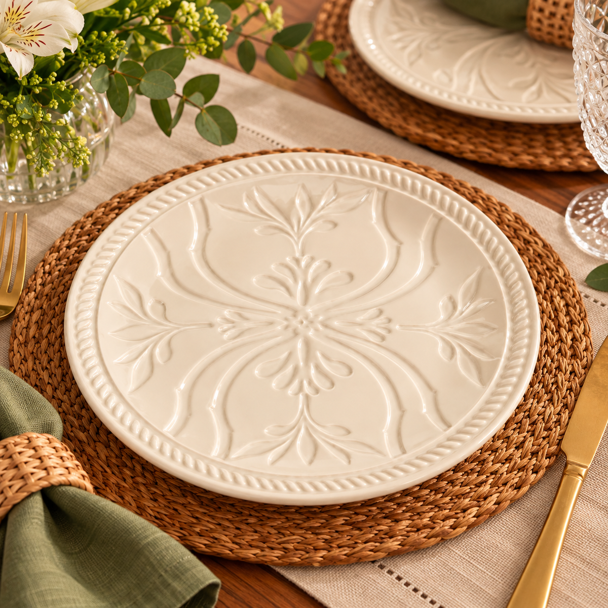 Prato Raso de Cerâmica Provence Branco 29 cm