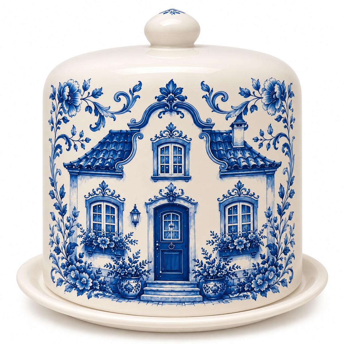 Panetoneira de Porcelana Casa Azul- panetone de 1kg