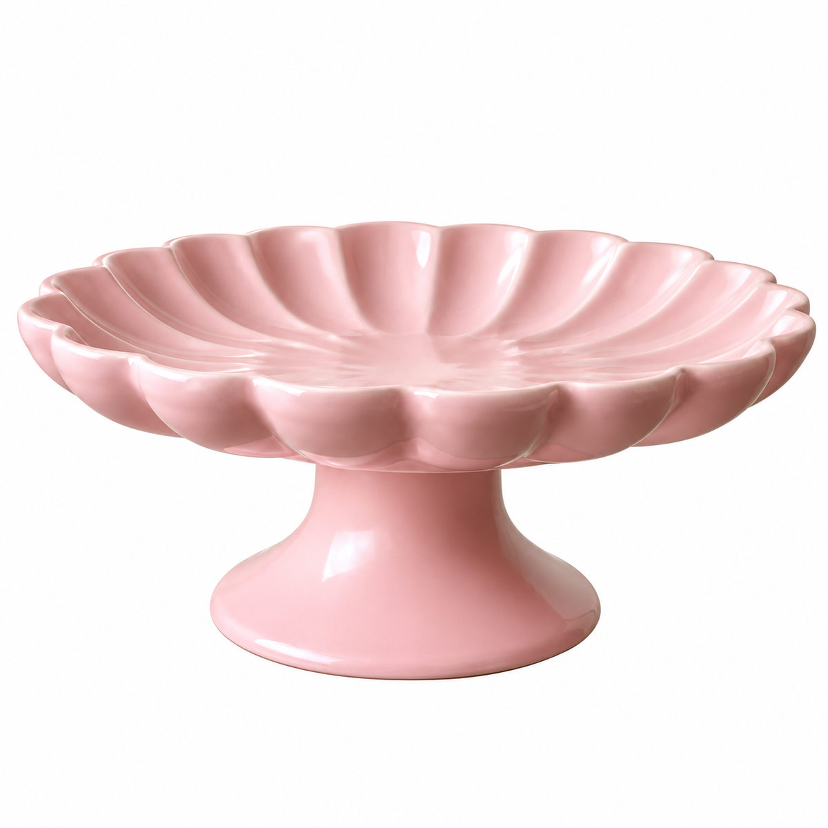 Boleira Rosa com Pé e Borda Floral – 20 cm