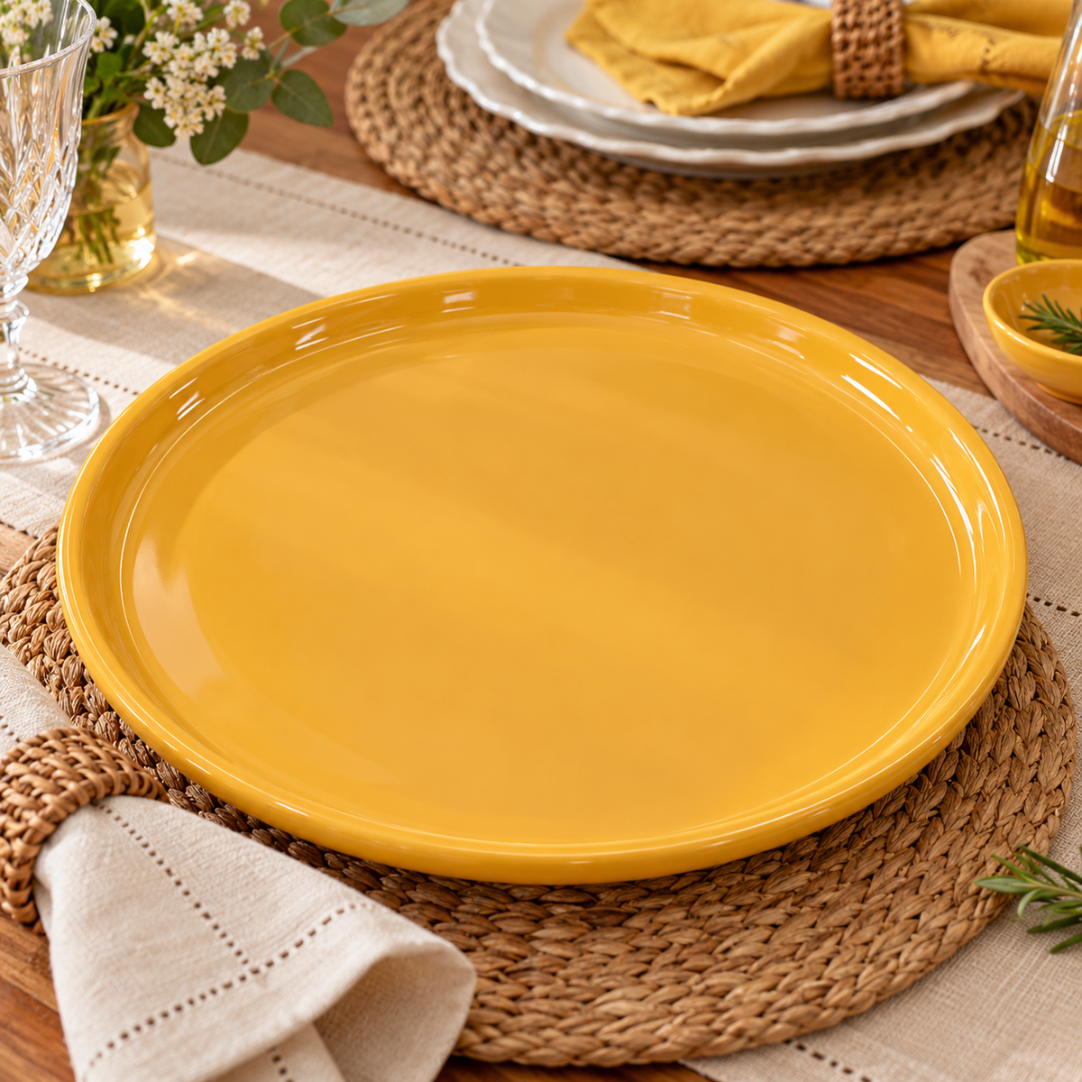 Prato Raso Amarelo com Borda Alta
