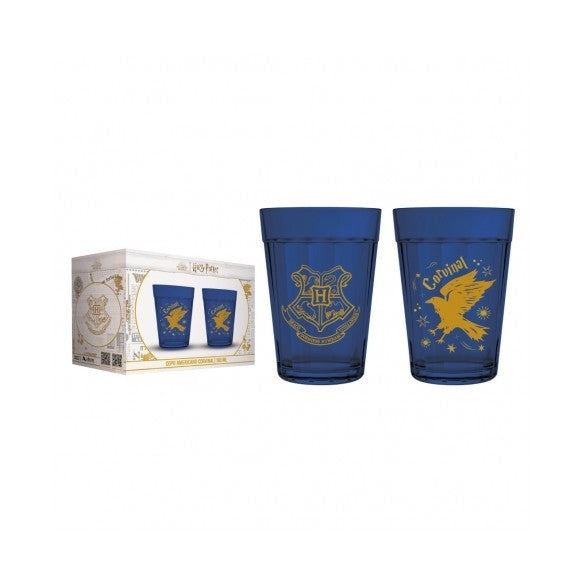 Kit 2 Copos Hogwarts Corvinal Azul de Vidro– Harry Potter Collection