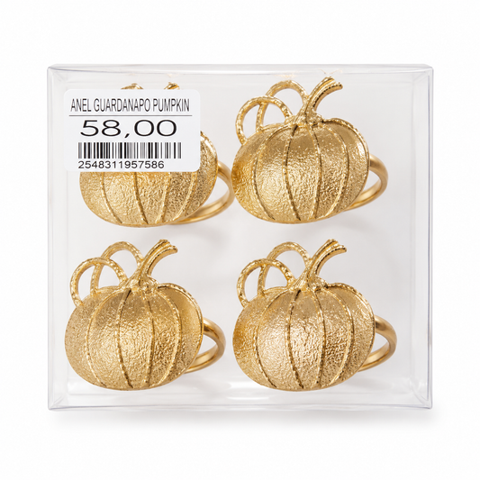 Anel de Guardanapo Pumpkin Dourado – 4 Peças