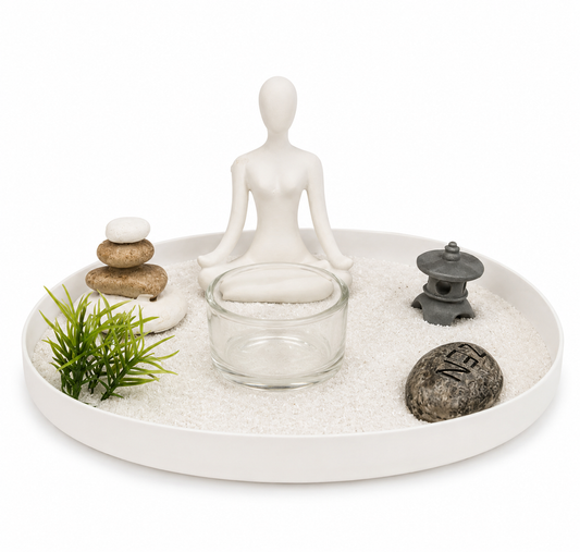 Jardim Zen Decorativo com Porta-Vela – Kit Relaxamento e Harmonia