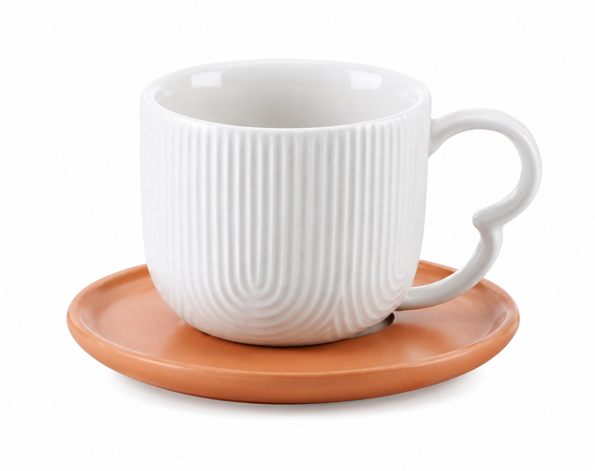 Jogo com 4 Xícaras para Café Oásis com 4 Pires – Cerâmica Premium 90ml