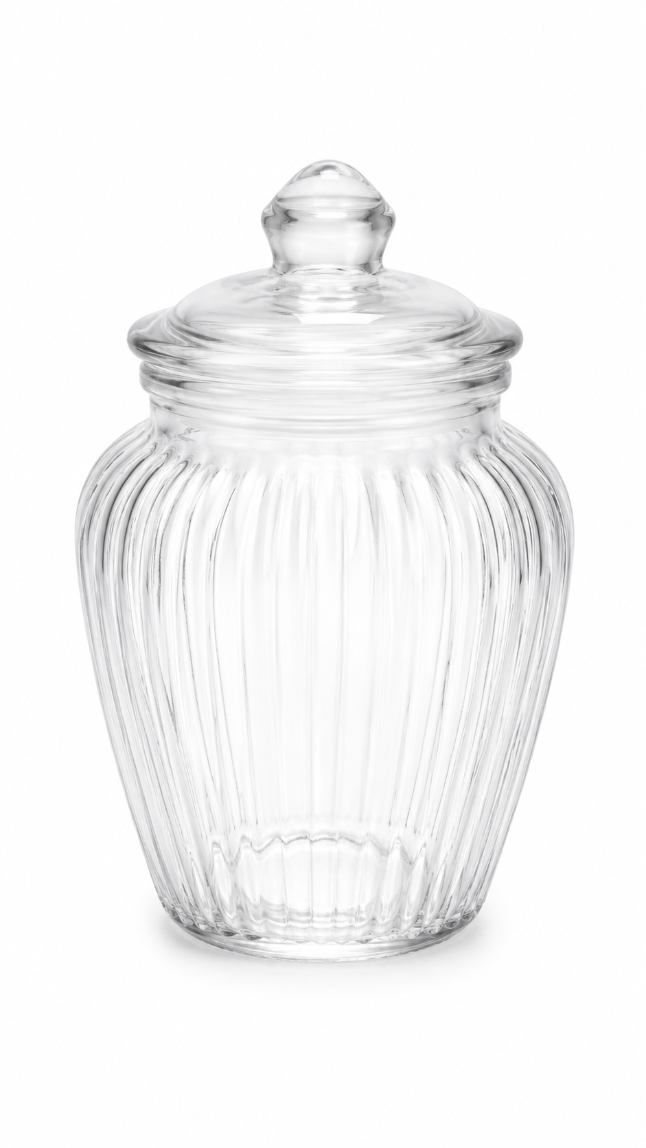 Pote Decorativo de Vidro Canelado com Tampa – 3,5 Litros