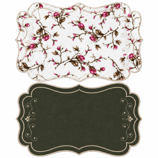 Lugar Americano Dupla Face Floral e Verde Elegance