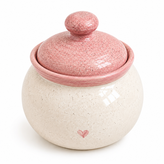 Pote Decorativo em Cerâmica Rosa com Tampa 1,5L