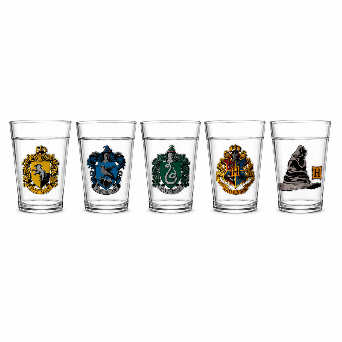 Jogo de Copos Harry Potter Casas Hogwarts – Kit com 5 Peças 190ml