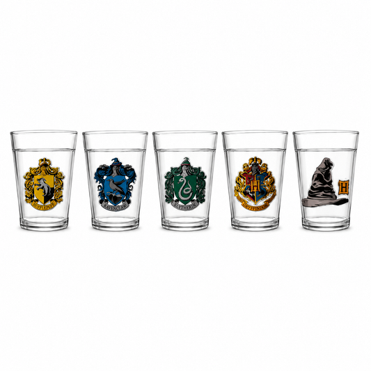 Jogo de Copos Harry Potter Casas Hogwarts – Kit com 5 Peças 190ml