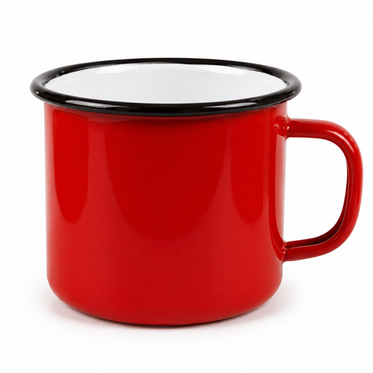 Leiteira Esmaltada Vermelha 1,5L com Borda Preta