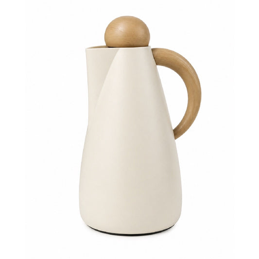 Garrafa Térmica Elegante 900ml – Design Minimalista com Alça Amadeirada