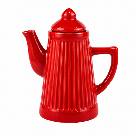 Bule Vermelho Retrô em Cerâmica 750 ml