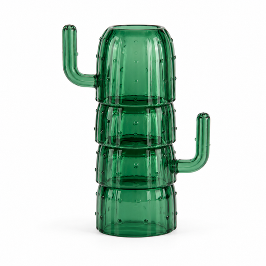 Conjunto Cacto em Vidro Verde – 2 Copos + 2 Xícaras