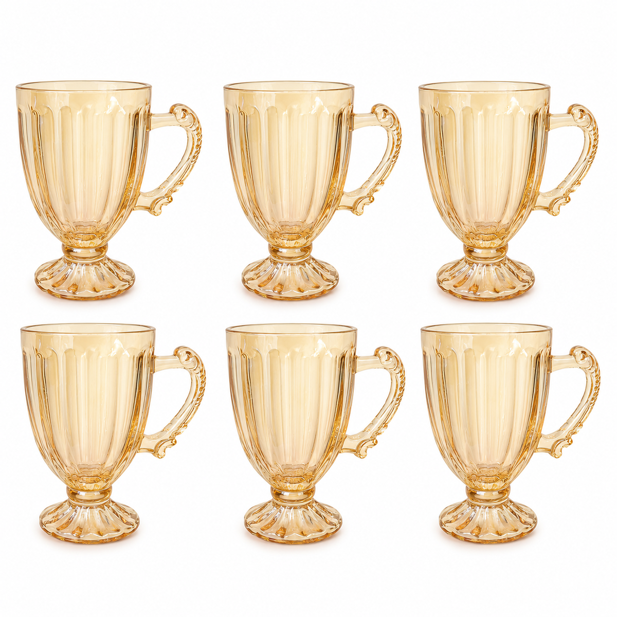 Jogo com 6 Xícaras de Vidro Âmbar com Pé – Elegância e Charme 90ml