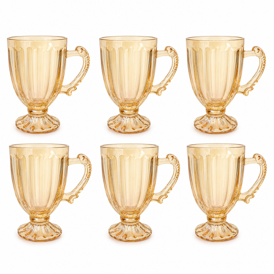 Jogo com 6 Xícaras de Vidro Âmbar com Pé – Elegância e Charme 90ml