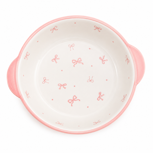Travessa Bowl de Cerâmica Rosa com Laços – 18x5 cm