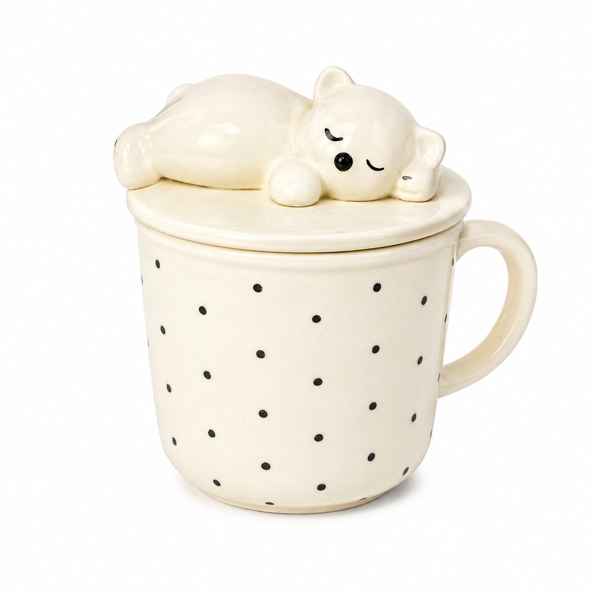 Caneca com Tampa Gatinho 400ml | Caneca Fofa com Tampa Decorativa