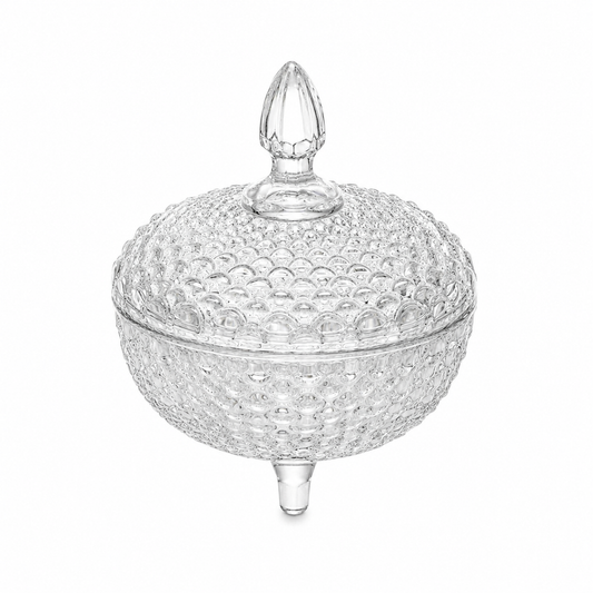 Bomboniere de vidro com Pé e Tampa – Elegância para Decoração e Mesa Posta