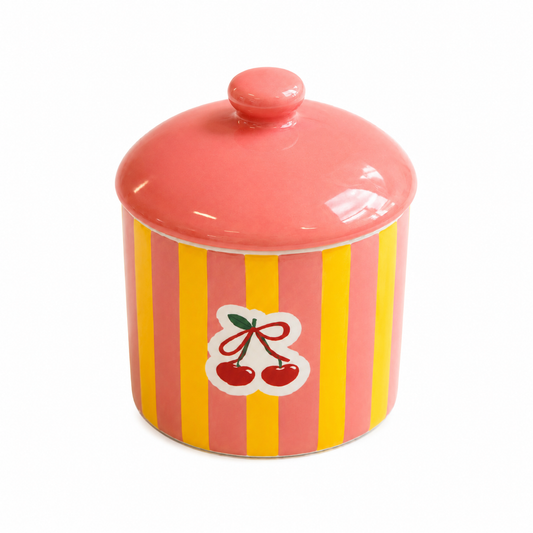 Bomboniere Decorativa Cerejas Listrada com Tampa – 17cm