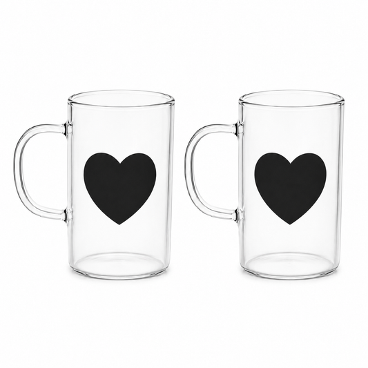 Caneca de Vidro Coração Preto 280ml